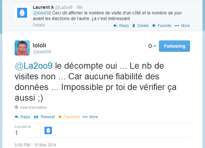 Incitation à l'enquête sur les compteurs de site (Twitter)